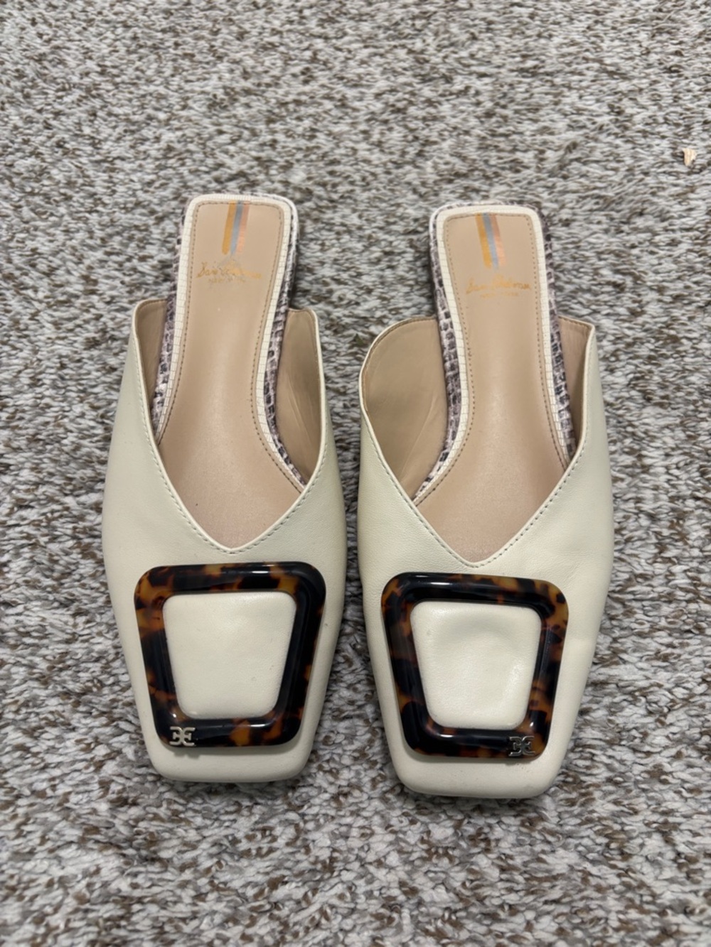 Sam Edelman Lavina cream leather tortoise shell flats 8